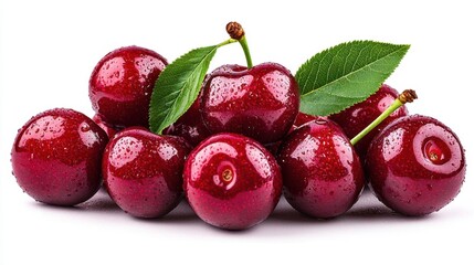 A photostock images of fresh cherries, isolated on white background, High Quality