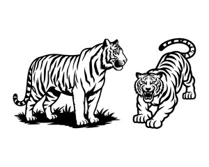Tiger icon vector black and white concept