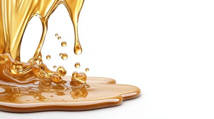 A photostock images of glowing golden liquid, isolated on white background, High Quality