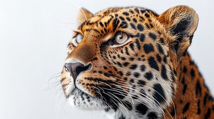 Obraz premium leopard isolated on white background Close-up Copy space