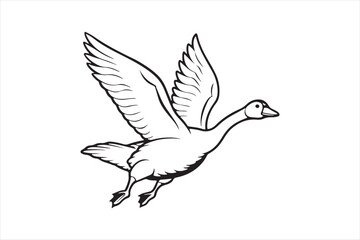 Fototapeta premium Goose line art vector illustration, Goose Silhouette vector 