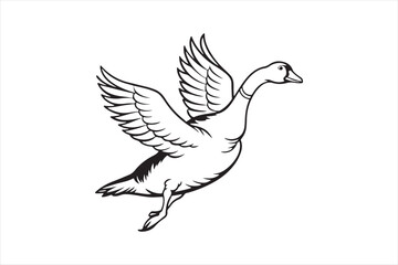 Obraz premium Goose line art vector illustration, Goose Silhouette vector 