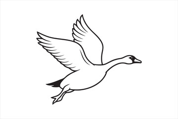 Fototapeta premium Goose line art vector illustration, Goose Silhouette vector 