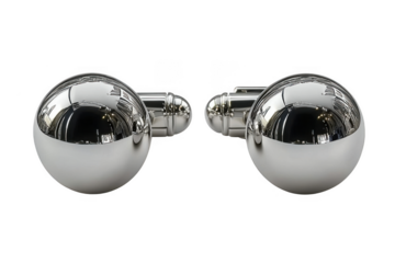 silver Ball Return Cufflinks isolated on transparent background, png file, no background png file