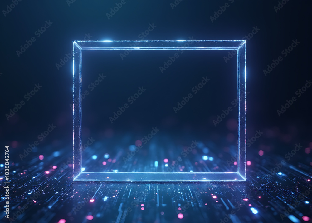 Poster AI powered minimalist border frames with neural growth pathways showcase future tech skills in photo stock designs.