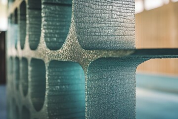Close up of textured fiberglass composite being applied in a manufacturing workshop