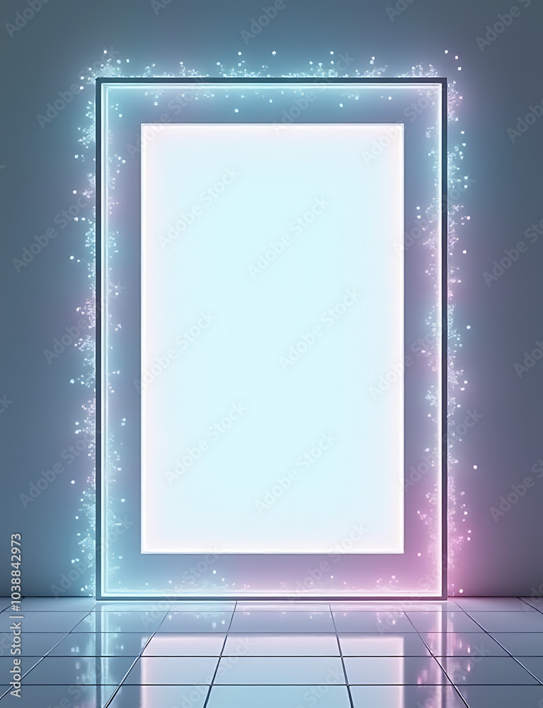 Poster AI powered minimalist border frames with neural growth pathways showcase future tech skills in photo stock designs.