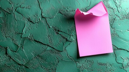 A photostock of a pink sticky note on a textured background, ideal for reminder or productivity themes.