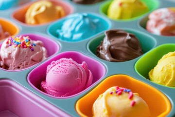 colorful silicone ice cream molds with ice cream