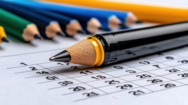 A photostock of a white calendar page with highlighted dates, suitable for scheduling or planning themes.