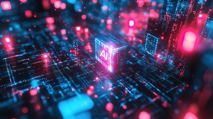 Obraz premium Internet cyberspace by a square cubes with 