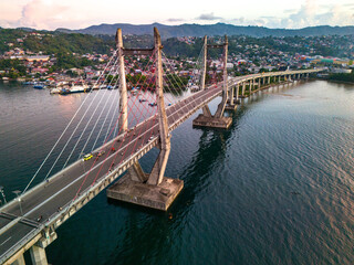 Aerial View of Merah Putih Bridge in Ambon Island, Maluku, Indonesia