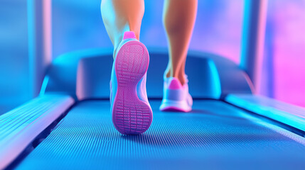 Runner exercising on a treadmill in a brightly lit gym during a fitness routine