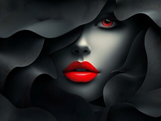 Obraz premium Abstract dark wave pattern with blurred red and black gradient, modern minimalistic background for technology and design concepts.