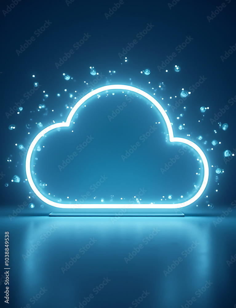 Poster Clean modern design for technology content featuring digital border frames with cloud elements and growth data on photo stock websites.