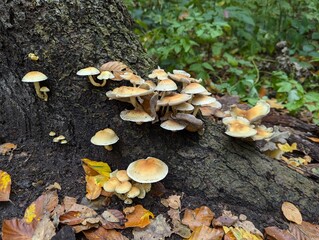 mushrooms on the tree