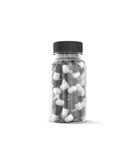 Bottle with vitamin pills  on white background