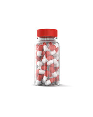 Bottle with vitamin pills  on white background