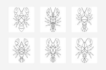 Geometric Lobster Line Art Illustration on White Background | Modern Minimalist Design
