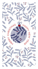 Merry Christmas and Happy New Year, illustrations for greeting card, background, party invitation card, social media.