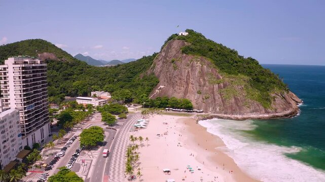 Rio de Janeiro - Leme Beach and Forte do Leme with Sugarloaf Mountain in the background
