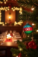Christmas ball with flag decoration on it