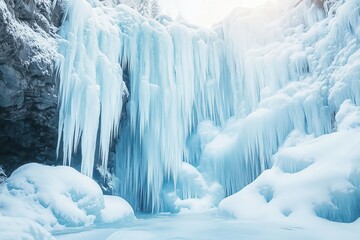 Gefrorener Wasserfall im Winterlicht