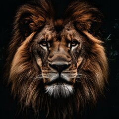 Fototapeta premium Majestic lion roaring in the wild with a powerful mane and fierce expression, showcasing the raw beauty and strength of the king of the jungle.