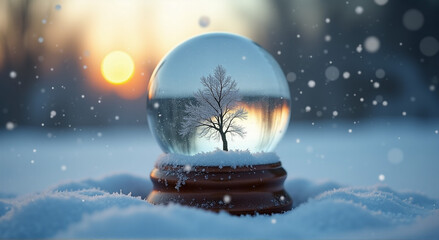 Naklejka premium snow globe in the snow
