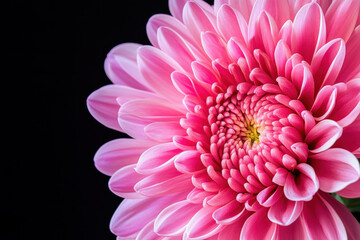 Pink flower blooming against black background.
