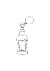 perfume bottle with pump in retro style, graphic, vector