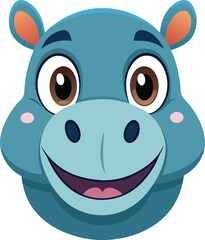 Smiling Cartoon Hippopotamus Face Illustration