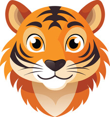 Smiling Tiger Face Cartoon Illustration