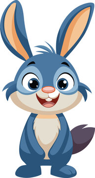 Cute Cartoon Blue Bunny Rabbit Illustration