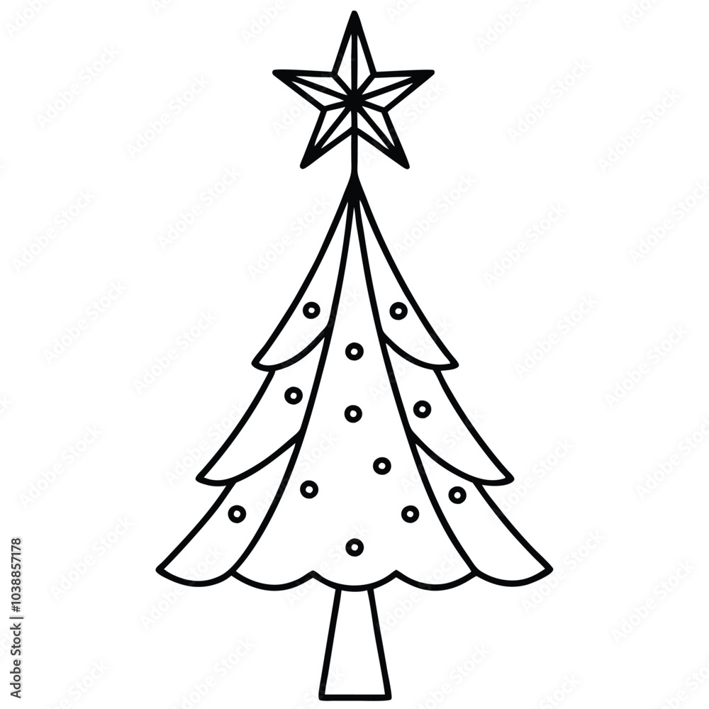 Sticker Stylish Christmas Tree Vector.