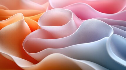 Wavy pastel colored fabric creating an abstract background