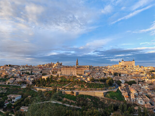 Landscape of Toledo in Spain overlooking the Cathedral and Alcazar