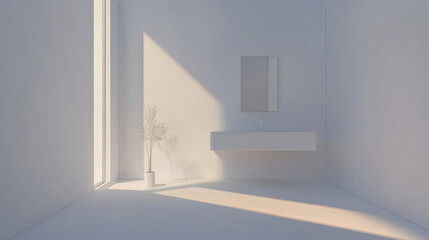 Modern minimalist bathroom with floating vanity and wall-mounted sink
