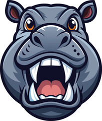 Cartoon Hippopotamus Mascot Open Mouth Teeth