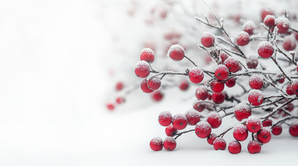 A red and white Christmas tree with snow on it