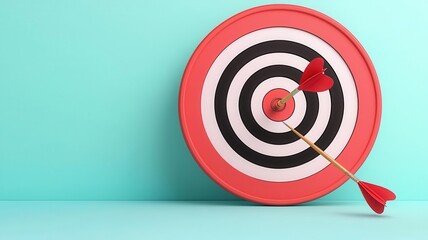 Target on a dartboard with darts hitting the bullseye, precise goals, Watercolor style