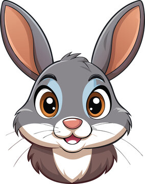 Cute Cartoon Bunny Rabbit Face Illustration