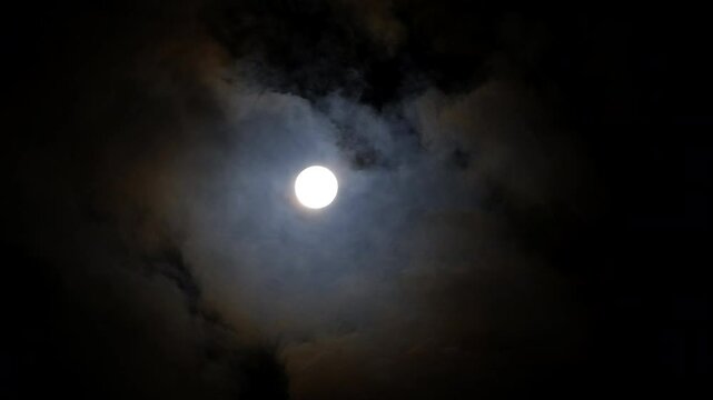 full moon in the night sky with clouds