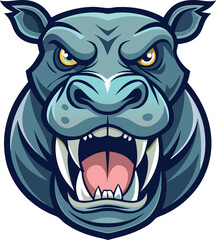 Fototapeta premium Angry Cartoon Hippopotamus Head Mascot Design