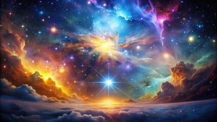 Fototapeta premium A vibrant nebula alongside bright stars reveals the breathtaking beauty of the universe's vast expanse, captivating our imagination and inspiring awe in every observer.