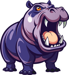 Fototapeta premium Angry Purple Cartoon Hippopotamus Illustration