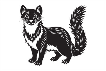 Obraz premium Isolated Pine Marten Silhouette Vector for Apparel, Hoodies, and Printable Graphics