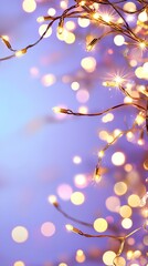   A sharp photo of several illuminated branches on a tree against a blue sky background