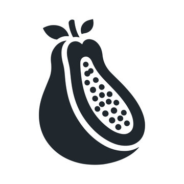 recommend clip art: Black silhouette papaya slice fruit with seed icon and vector illustration design