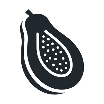 recommend clip art: Black silhouette papaya slice fruit with seed icon and vector illustration design